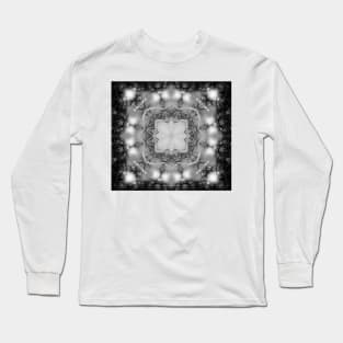 Glowing black and white mandala in space Long Sleeve T-Shirt